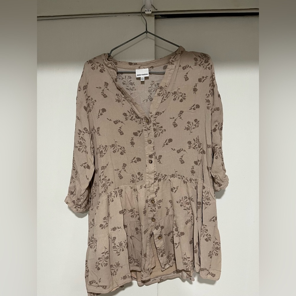 Skylar + Madison Tan Boxy Peplum Skirt